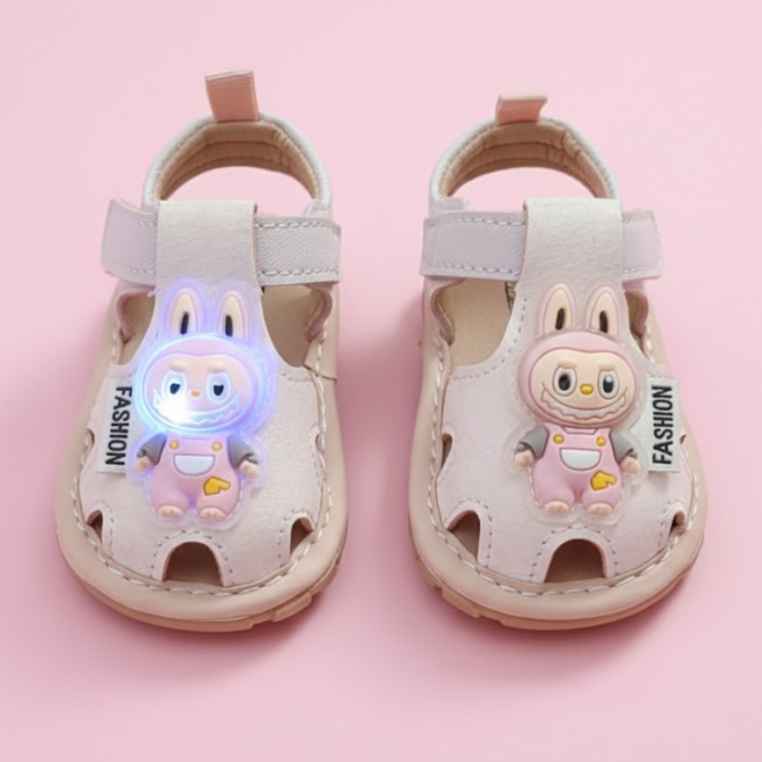 Kids Cartoon Sandals – Soft Pink with Light